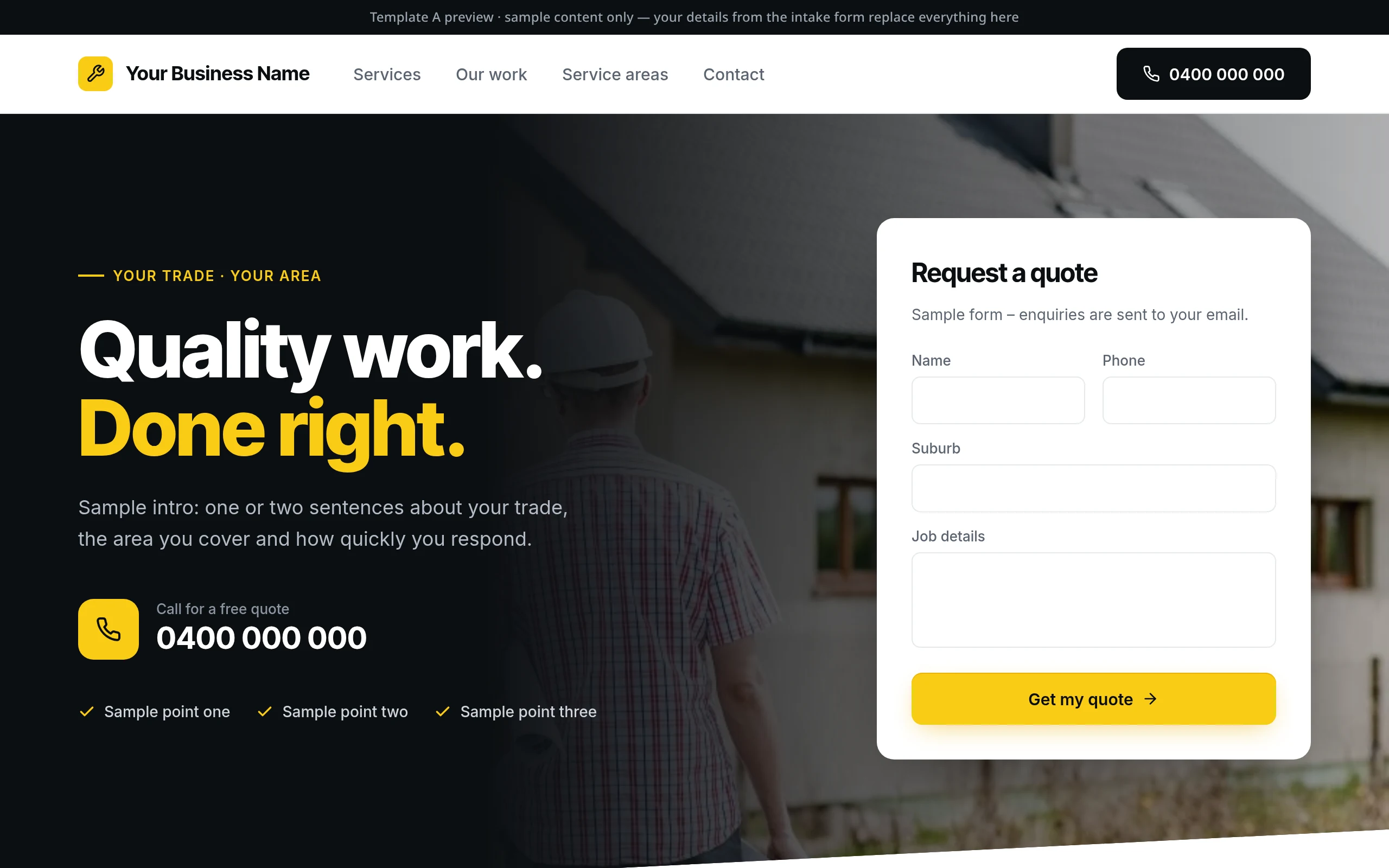 Template A — Bold style, sample content