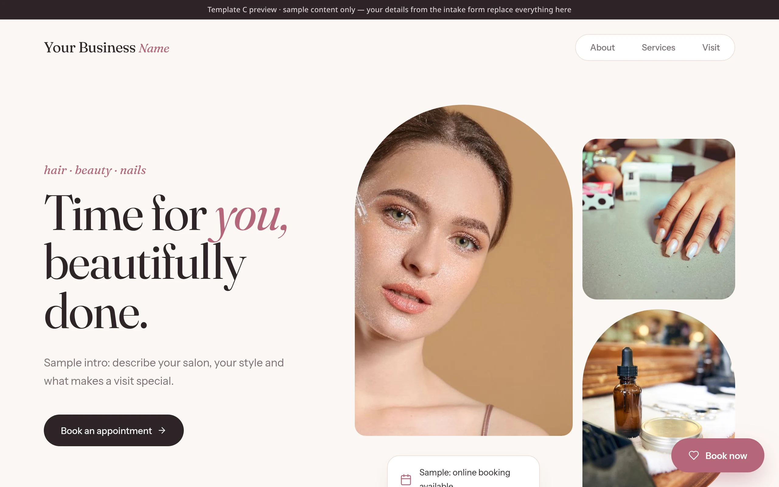 Template C — Studio style, sample content